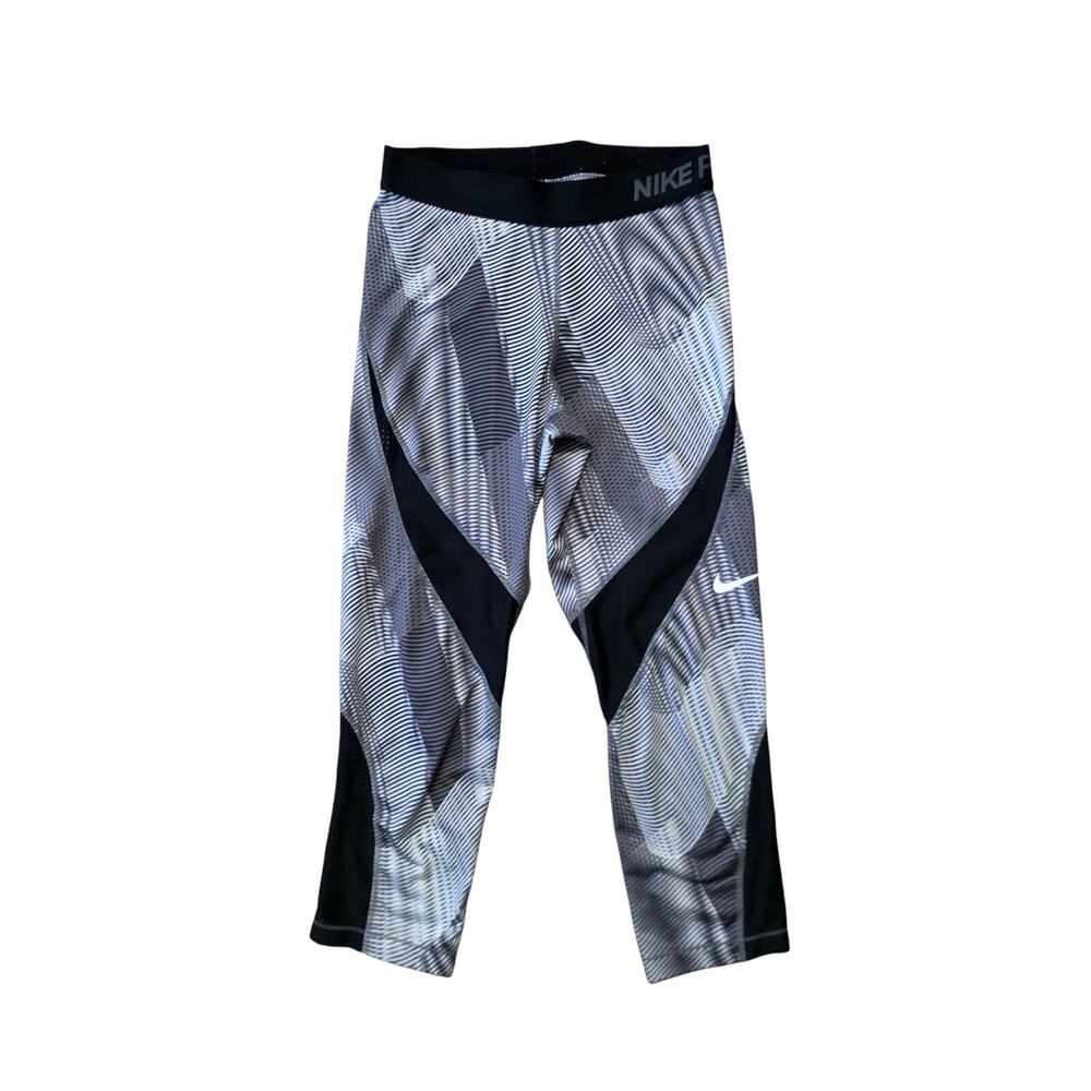 Nike Pro Crop Pants Women’s S Black Gray Yoga Running Athletic